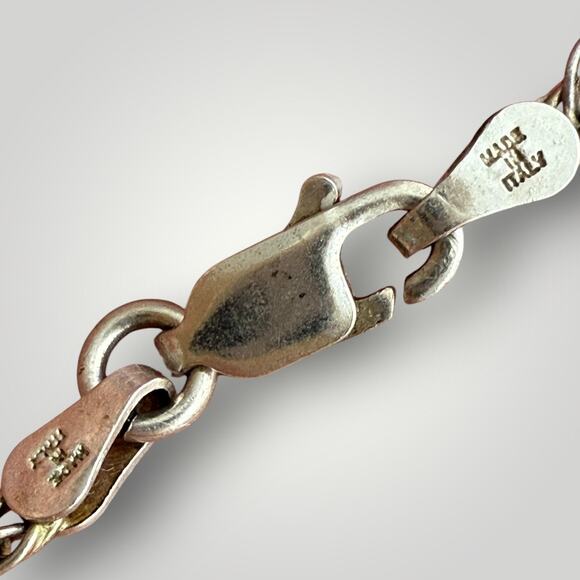 Sterling Silver 925 Italy Rope Chain Necklace Lobster Clasp 30 inch - Picture 2 of 5